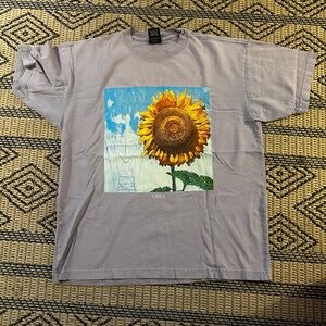 Obey Gray T-Shirt with Sunflower Print